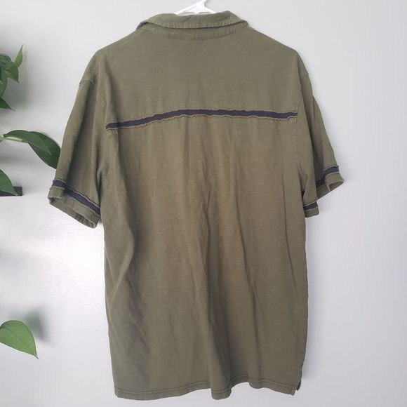 Guess green Navy blue men's collar shirt XL Live to Rock - Picture 2 of 5